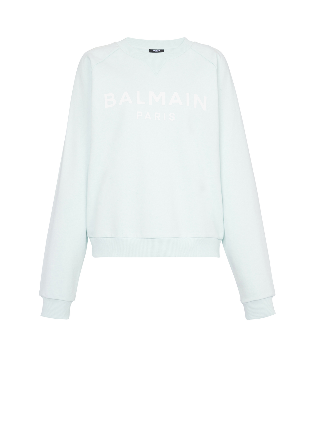 Eco-designed cotton sweatshirt with Balmain logo print, green, hi-res