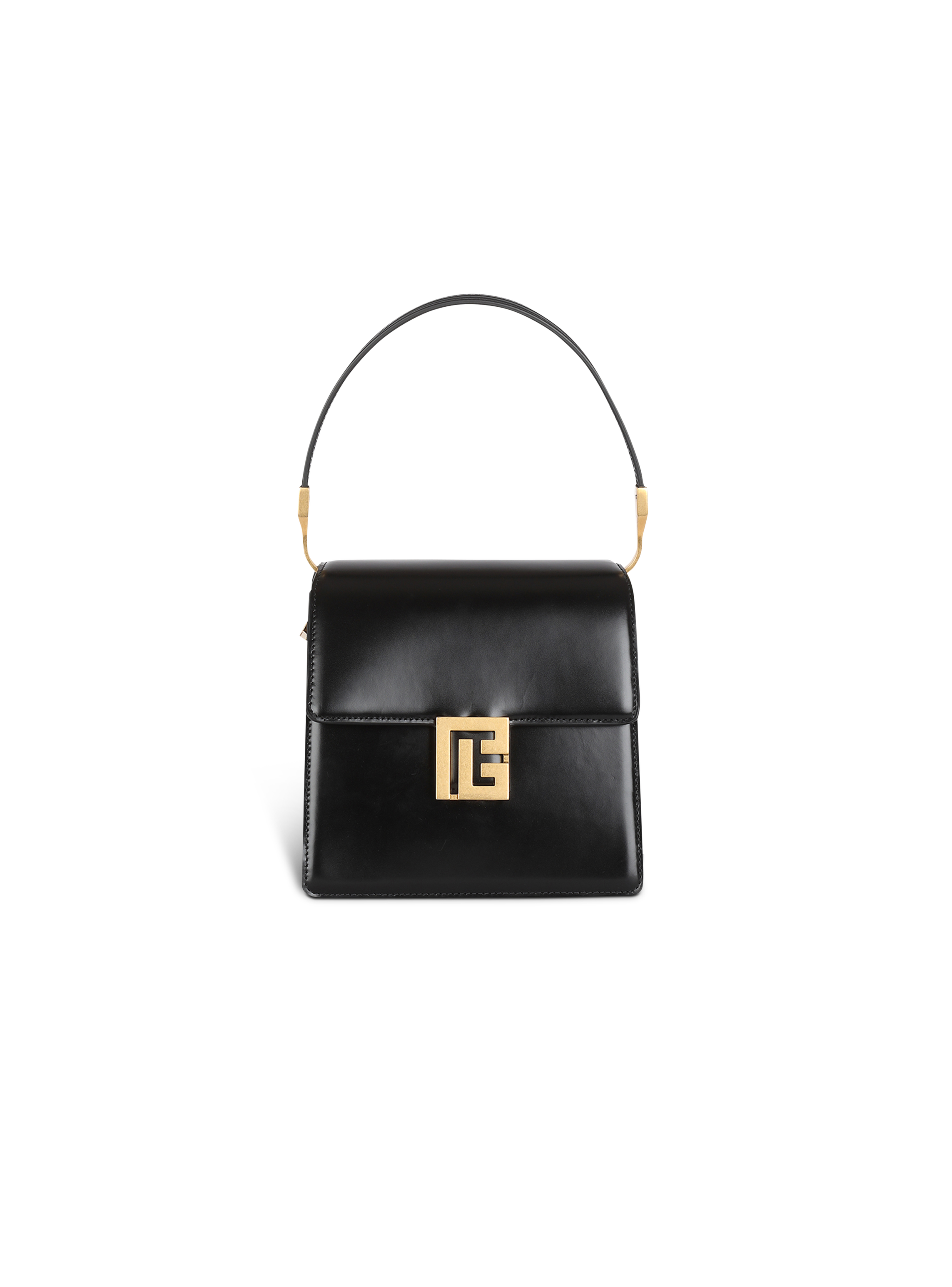 Shiny smooth leather Ely bag, black