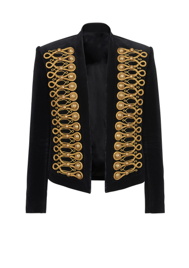 Velvet Brandenburg spencer jacket with golden embroidery