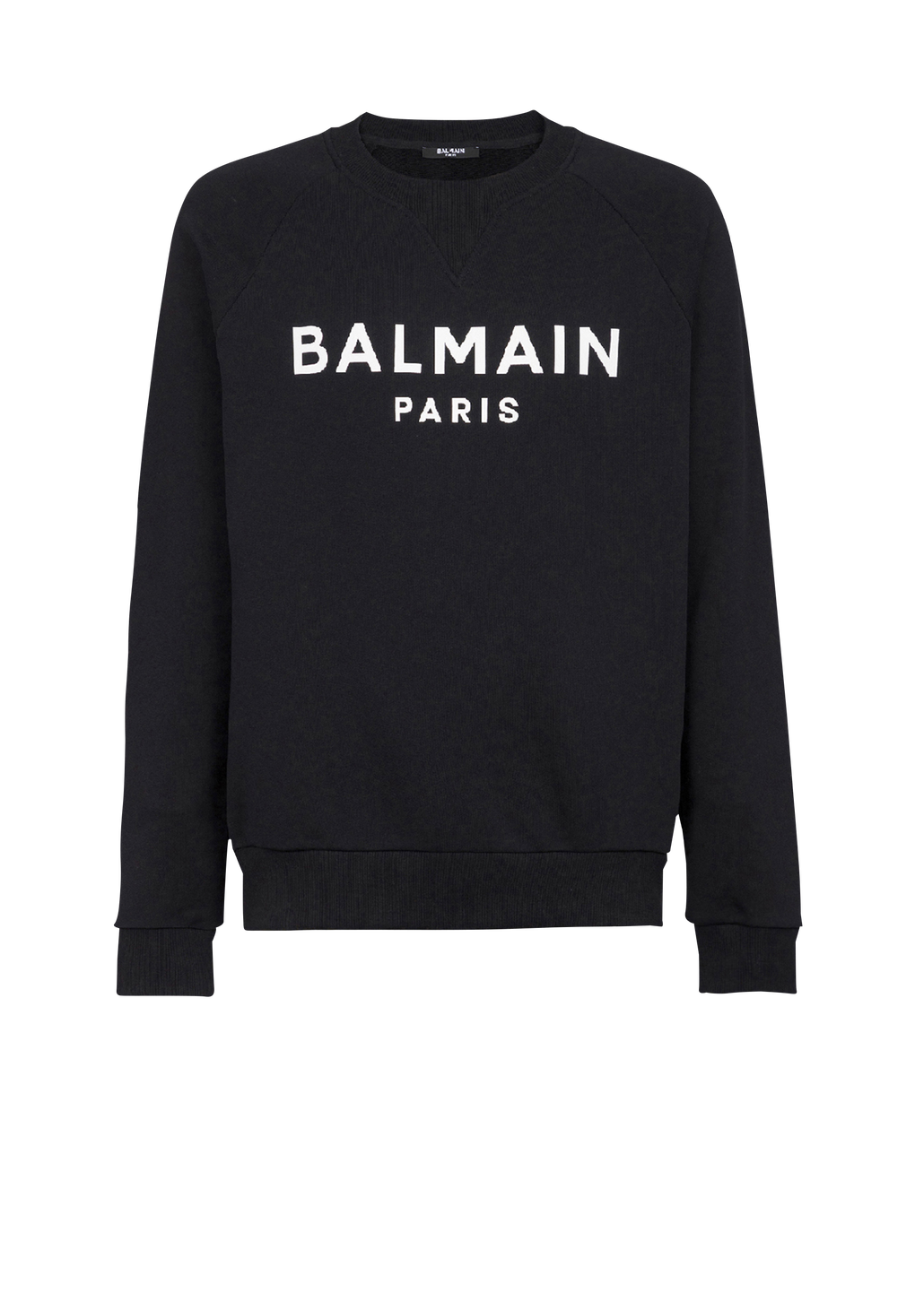 Eco-designed cotton sweatshirt with Balmain Paris logo print, black, hi-res