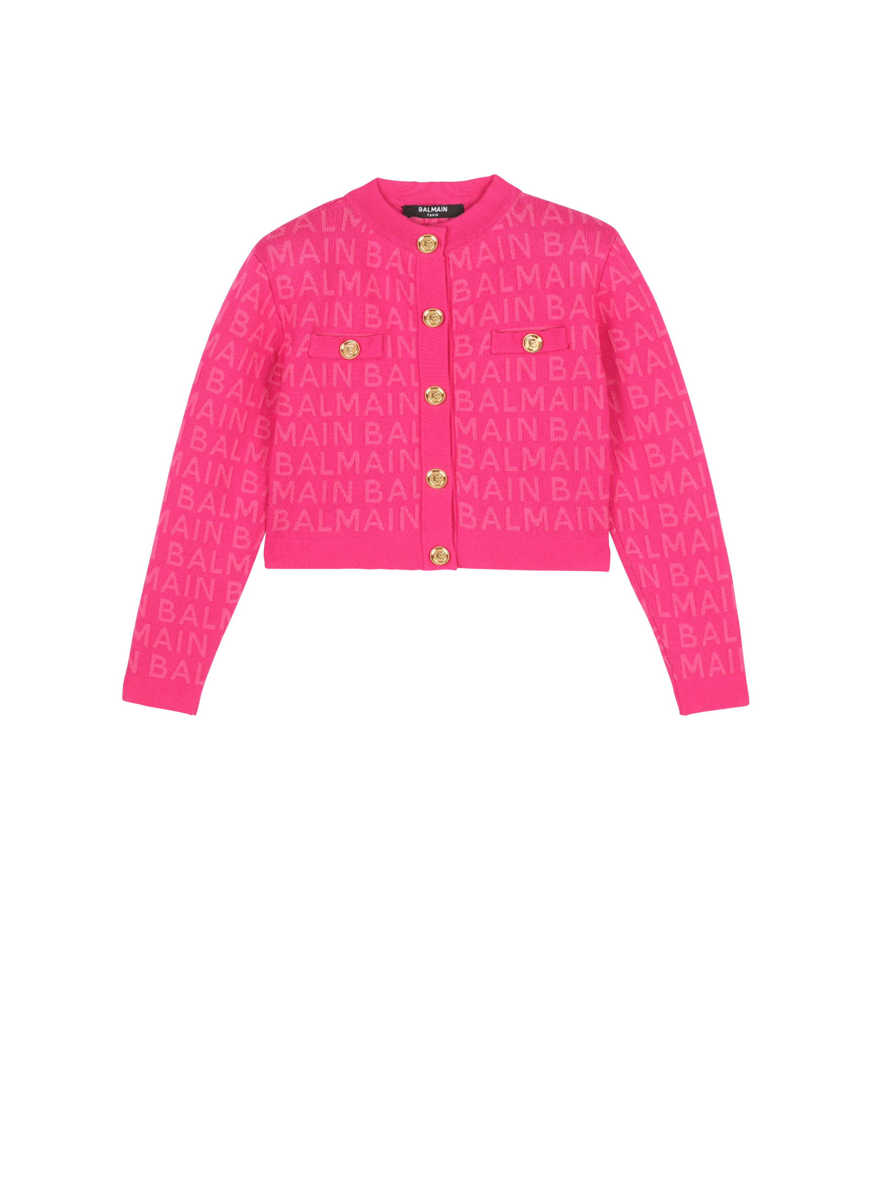 Cotton jacket with Balmain logo, pink