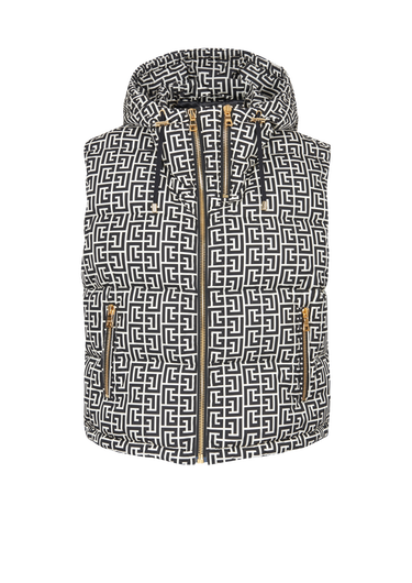 Nylon quilted vest with Balmain monogram